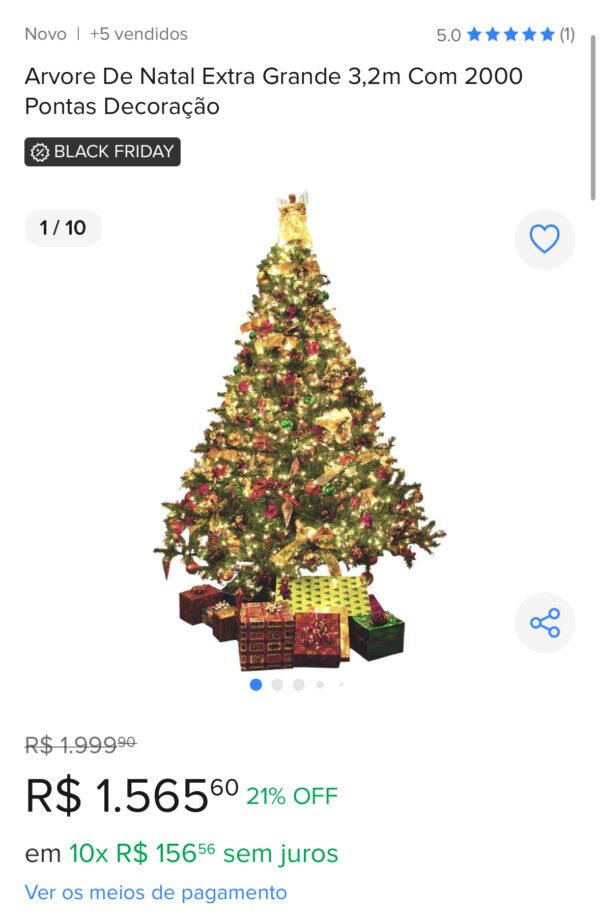 Arvore de Natal Extra Grande 3x2m com 2000 Pontas